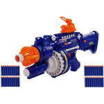 Zbraň s veľkým zásobníkom a penovými nábojmi - modro-oranžová